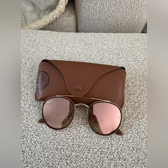 Round Double Bridge Gold & Brown sunglasses - Picture 7 of 8